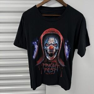 Six Flags Fright Fest Graphic T Shirt Mens Large Horror Clown Halloween Tee